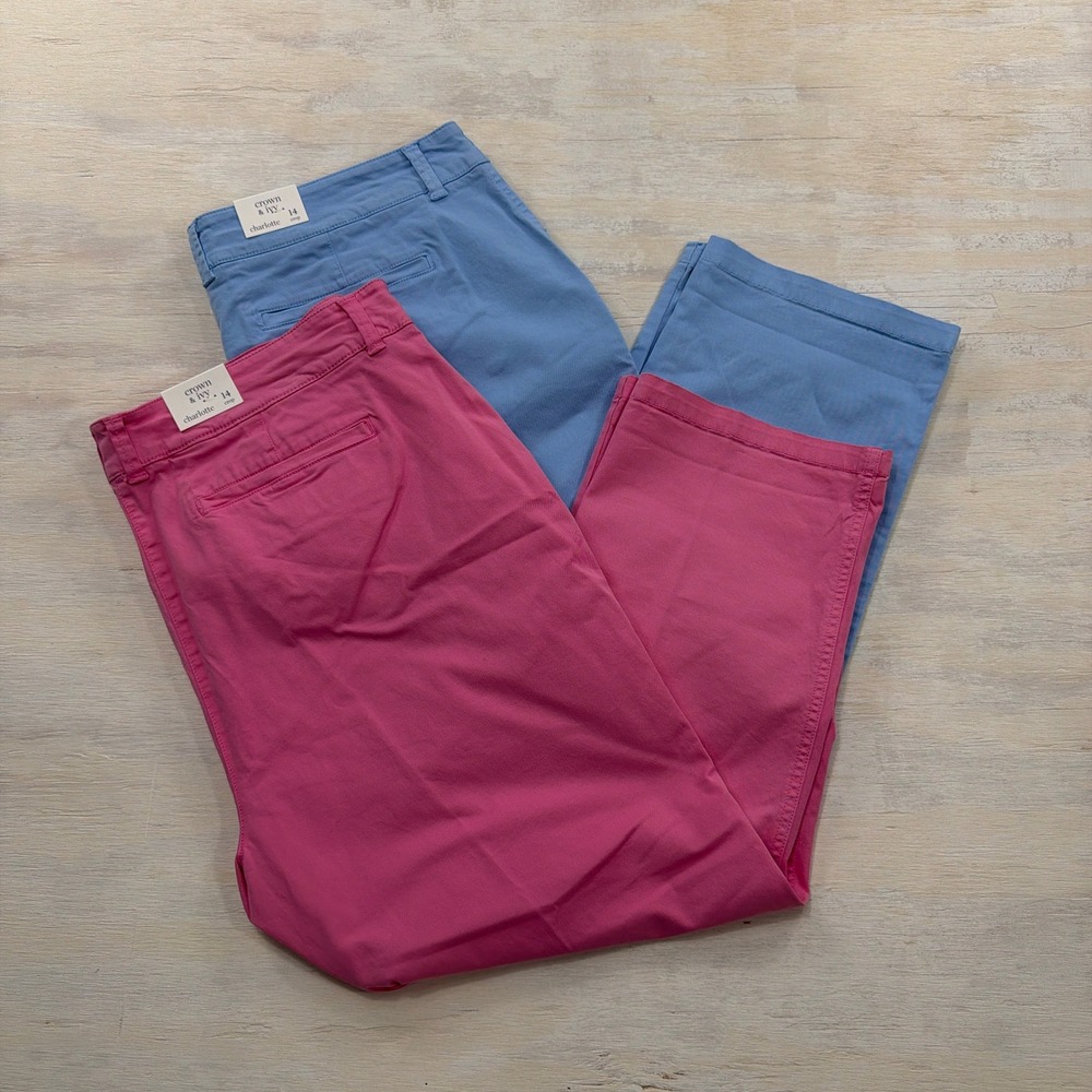 Crown & Ivy Crop Pants Charlotte 14 NWT Lot Pink Blue Women 2 Pairs